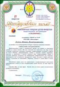 2016 г. - Благодарственное письмо от Новосибирской городской детско-юношеской общественной организации "Солярис"